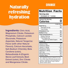 Ultima Replenisher bebida naranja en vaso, hidratación refrescante instantánea
