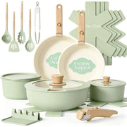 Umite Chef front view of 21-piece sage green set showing complete contents and organized layout benefit
