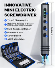 UnaMela destornillador eléctrico en mano, agarre ergonómico para trabajos prolongados