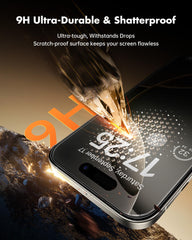 UNBREAKcable protector instalado en iPhone 16 Pro Max con claridad de pantalla