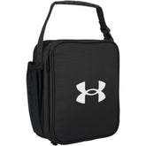 Under Armour front view of lunchbox showing logo and crush-resistant shell for protection