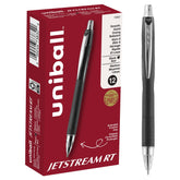 uniball Jetstream RT vista frontal mostrando cuerpo retráctil y color negro