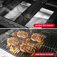 Unicook heat plate installed inside grill protecting burner and improving heat