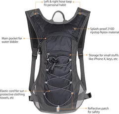Unigear 2L bladder close-up displaying screw cap and easy-fill benefit