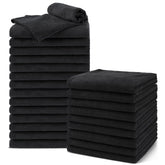 UNIMADE toalla frontal negra mostrando tamaño y acabado absorbente