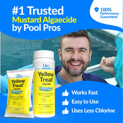 United Chemical Yellow Treat powder close-up texture, highlights quick-dissolve formulation benefit