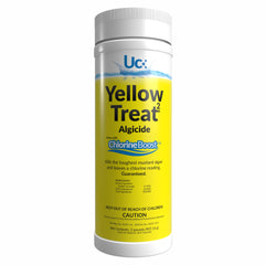 United Chemical Yellow Treat front packaging showing label and dosage, helps fast algae removal