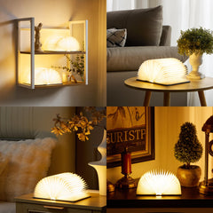 Uniwolk BookLamp textura del papel plegable mostrando durabilidad y difusión