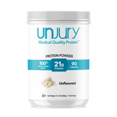 Unjury unflavored front packaging showing tub and branding for clear identification and trust