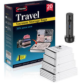 UPGOGO front view showing full 20 pack and pump, clear organization benefit