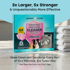Uproot Clean tablet dissolving in washer drum demonstrating quick solubility benefit