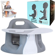 Upseat front view with tray showing ergonomic posture support by Upseat