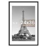 upsimples black 24x36 frame front view showing clean edges and clear cover for attractive display