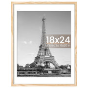 upsimples front view showing natural frame and clear cover, displays vivid poster