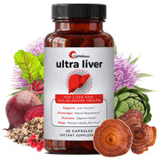 UpWellness frasco Ultra Liver frontal mostrando etiqueta y dosis
