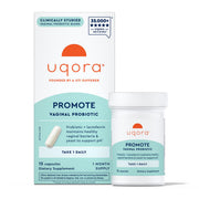 Uqora Promote front packaging showing bottle and label benefits