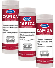 Urnex Cafiza envase frontal mostrando etiqueta y peso, limpieza profesional