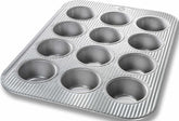 USA Pan front view of 12-well muffin pan showing durable construction and even baking