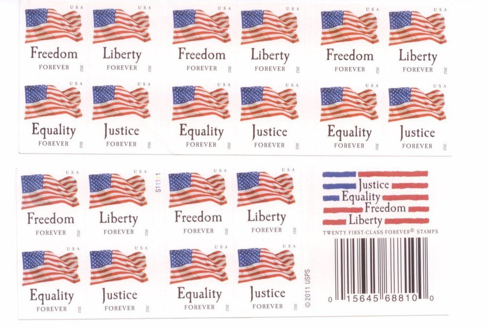 USPS Four Flags booklet front displaying four flag designs for easy identification