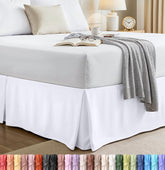 Utopia Bedding vista frontal de la falda de cama King mostrando caída y acabado elegante