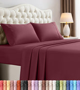 Utopia Bedding vista frontal del juego burdeos con ajuste elegante