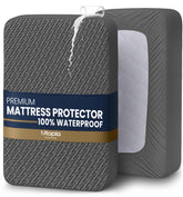 Utopia Bedding vista frontal del protector en paquete y color gris, protección inmediata