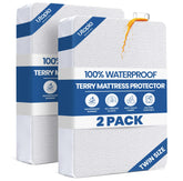 Utopia Bedding vista frontal del pack de 2 protectores mostrando cobertura completa