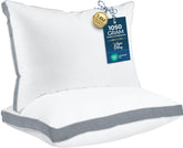 Utopia Bedding front packaging showing two queen pillows, indicates value and coordinated look