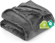 Utopia Bedding vista frontal de la manta Twin gris, estilo elegante y acogedor