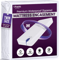 Utopia Bedding vista frontal del protector, protección total y ajuste seguro