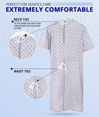 Utopia Care back-tie detail showing secure closure for easy access