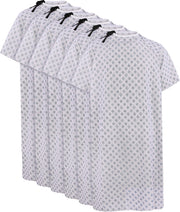 Utopia Care front view of six blue red diamond gowns showing pack and print benefit