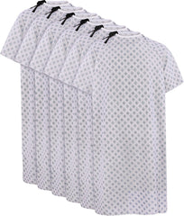 Utopia Care front view of six blue red diamond gowns showing pack and print benefit