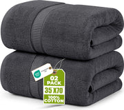 Utopia Towels folded front view shows grey color and neat packaging, attractive storage