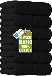 Utopia Towels front view of six-pack black towels showing neat packaging and value