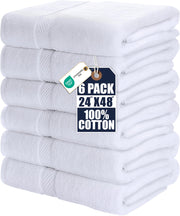 Utopia Towels front view of six-pack white towels showing neat packaging and value