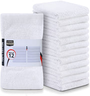 Utopia Towels vista frontal del paquete de 12 paños, práctico y económico