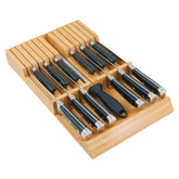 Utoplike bamboo in-drawer block front view showing neat storage and space saving