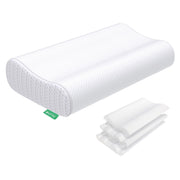 UTTU pillow front view showing queen size and ergonomic contour benefits