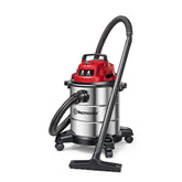 Vacmaster VOC508S vista frontal roja mostrando tanque de acero inoxidable y asa para transporte