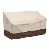Vailge front view beige-brown cover protecting loveseat outdoors