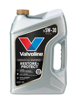 Valvoline frasco frontal Restore & Protect 5W-30 mostrando presentación y beneficios