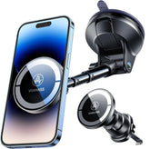 VANMASS front view showing magnetic mount securing phone, stable in car