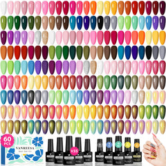 VANREESA set frontal mostrando 55 colores y top coats para variedad creativa
