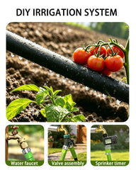 Vantigreen hose in use along vegetable bed delivering consistent root-zone watering