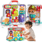 Vanvimen busy board front panel showing 54 activities and colorful layout that engages toddlers