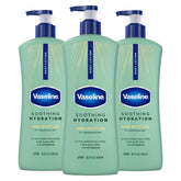 Vaseline front packaging showing 20.3 oz 3-pack and product benefits