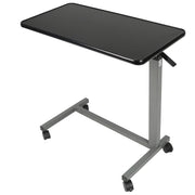 Vaunn overbed table front view showing full frame and tabletop benefit ergonomic access