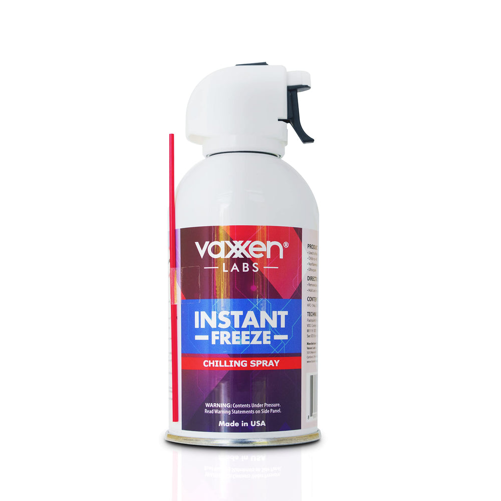 Vaxxen Labs instant freeze spray can front view showing label and professional grade benefit