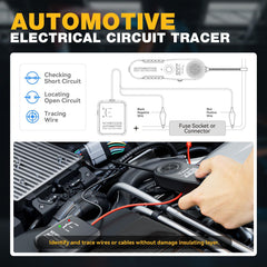 VDIAGTOOL V210 en uso sobre arnés de coche detectando cable roto eficazmente